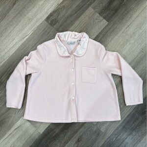 Lord & Taylor Vintage Women's Pink Sleep Top & Satin Embroidered Collar- Large